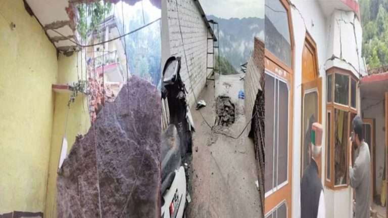 सुबाथू में पहाड़ी से घर पर गिरी चट्टान, छत टूटी, दुकान क्षतिग्रस्त