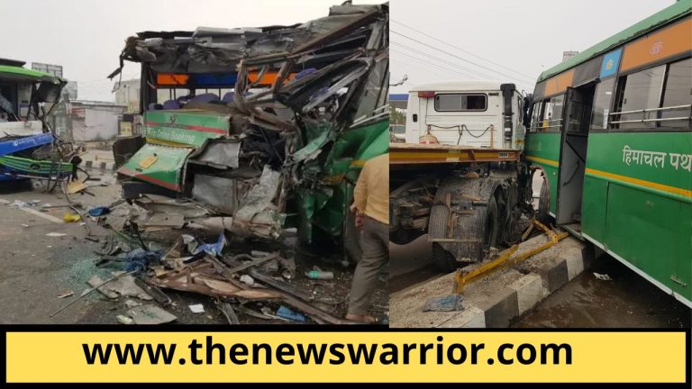 हिमाचल रोडवेज की दिल्ली जा रही बस को एक प्राइवेट बस ने पीछे से मारी टक्कर, 13 यात्री घायल, चार की हालत गंभीर